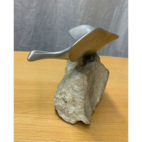 1975 Gordon Hoselton Metal & Quartz Rock Stone Flying Goose ART Sculpture MCM - Picture 2 of 8